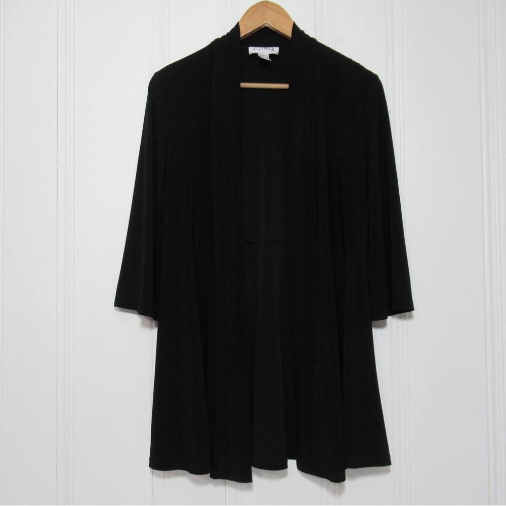 Joseph Ribkoff Black Open Front 3/4 Sleeve Cardigan Cover Up Size 12